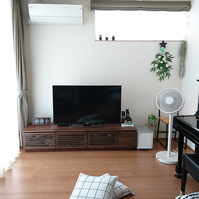 Lounge,扇風機,スワッグ,七夕,無印良品,DC扇風機,ピアノ,ピアノがある部屋,ダイキンエアコン,イベント参加中 yukoの部屋