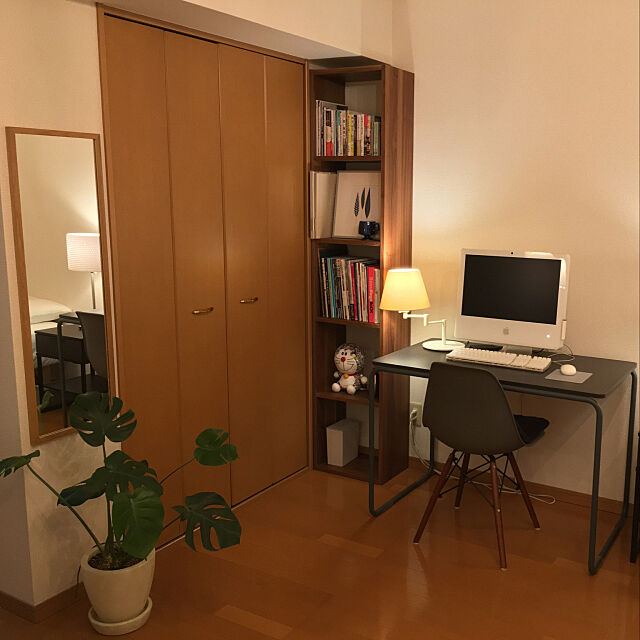 My Shelf,本棚,無印良品,スタッキングシェルフ,間接照明,モンステラ U-mingの部屋