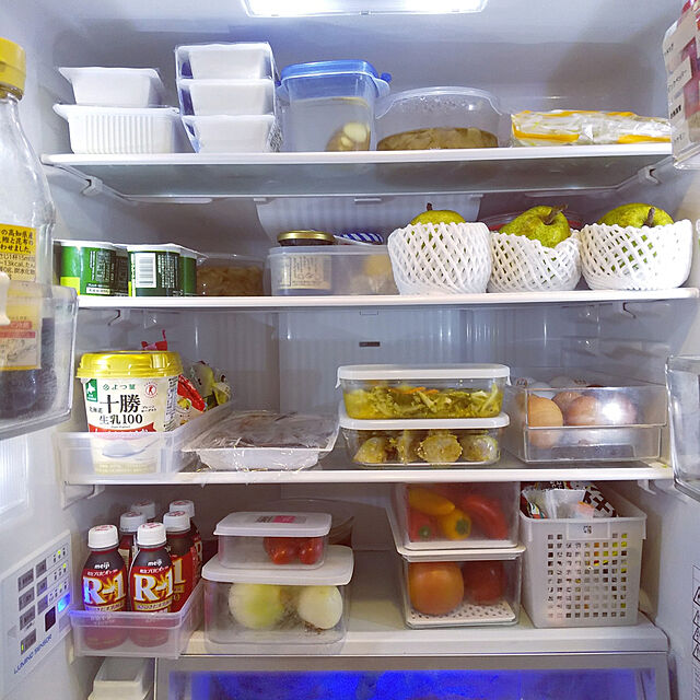 Kitchen,iwakiのガラス容器,冷蔵庫収納,冷蔵庫の中,冷蔵庫 sawa.rararaの部屋