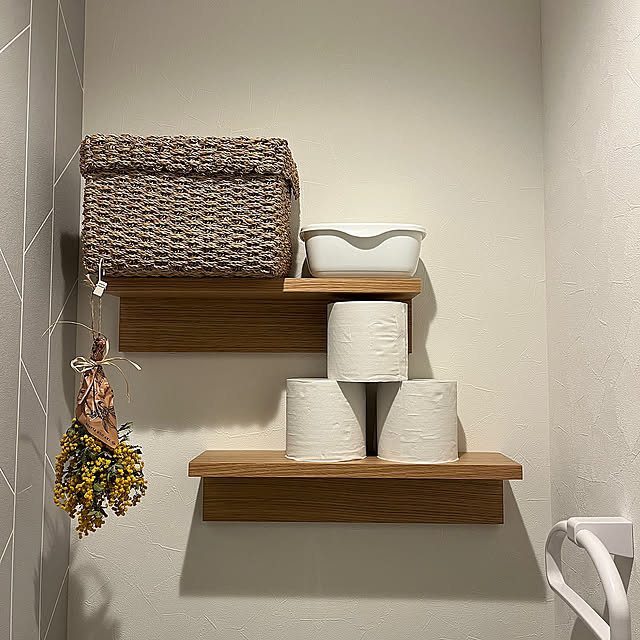 Bathroom,ミモザ,ミモザのリース,壁面収納,無印良品 mnemon705の部屋