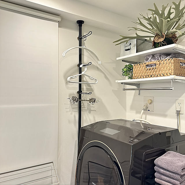 Bathroom,洗濯機まわりの収納,マンションインテリア,モダンインテリア,中古マンション,シンプルインテリア,黒が好き,マンション暮らし,子どものいる暮らし,ホテルライクに憧れる,ブラック×ブラウン,ドローアライン HikARi-HOMEの部屋