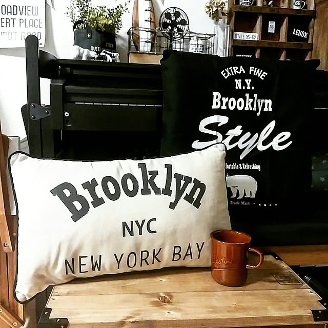 Lounge,ニトリ,ベンチ,クッション,クッションカバー,マグカップ,ブルックリン,Brooklyn,100均,seria,セリア,サリュ,ディスプレイ,salut!,DIY aym.224の部屋