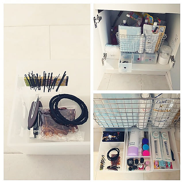 Bathroom,ホワイトインテリア,こどもと暮らす。,３人の子どもたちと暮らす,こどもの作品,赤ちゃんのいる暮らし,シンプルな暮らし,ゼロキューブ,収納,無印良品,セリア,ダイソー,洗面台下収納 Motoziの部屋