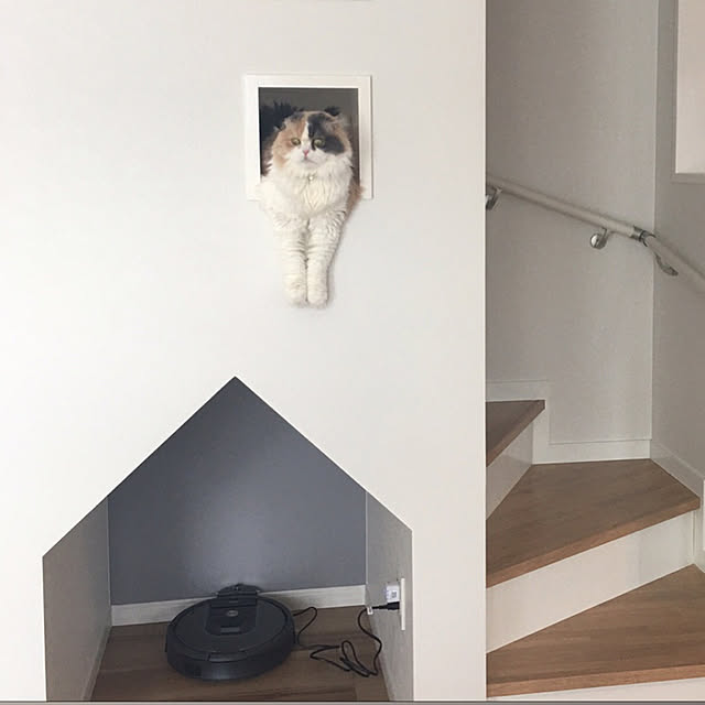 猫と暮らす家,ルンバ基地,室内階段,アイロボット,ルンバ960,ルンバ,Roomba買って良かった,roomba,階段下スペース,Roomba基地,階段の壁,猫スペース,Lounge Kaorinの部屋
