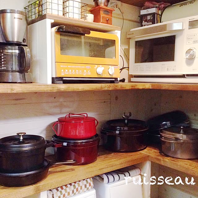 My Shelf,キッチン＆テーブルウェア,賃貸,食器棚 DIY,バーミキュラ,ストウブ,ロッジ,DANSK,STAUB,LODGE ruisseauの部屋