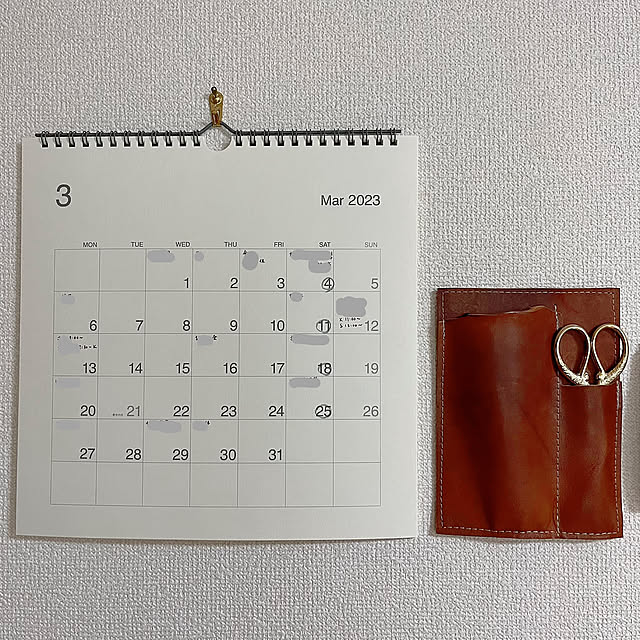 はさみ置き場,レザークラフト,真鍮,ブラス,無印良品,建売,On Walls,ハンドメイド,革,無印良品のカレンダー,カレンダー kotokoの部屋