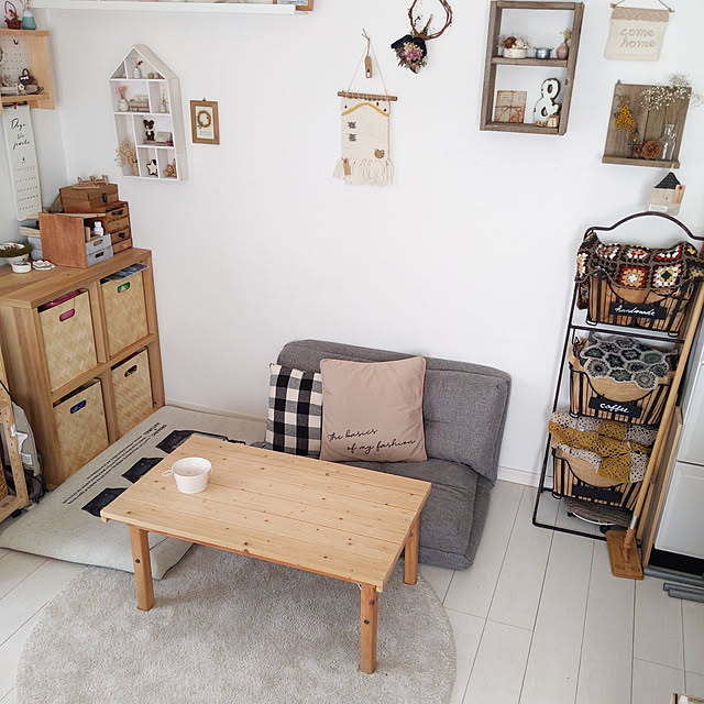 Lounge,RCの出会いに感謝♡,みなさんの作品♡,天板DIY,1×4材,IKEA,コストコのアイアンラック,ナチュラルキッチン,３coins,studioclip,編み物,モチーフ編み,DIY,ハンドメイド,SPF材,コメントスルーで大丈夫です♡ korokkoroの部屋