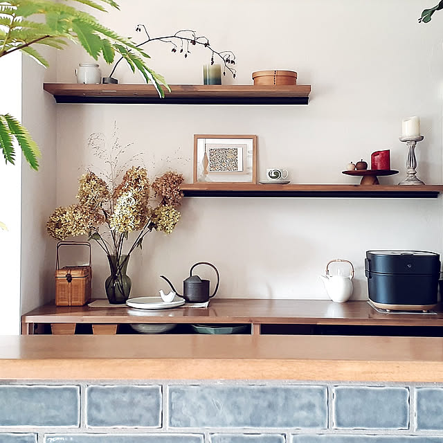 Kitchen,家電,象印,ZOJIRUSHI,おうち時間,心地良い暮らし,珪藻土の壁,庭の草花,2021.10.20,ふるいものが好き,時短家電,STAN.,クリスマス,晴天,アカシア食器リメイク,オープン収納 hana-の部屋