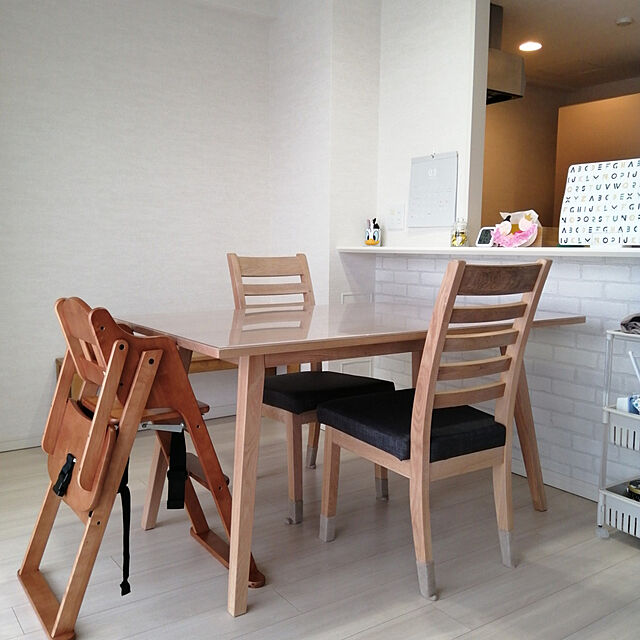 Lounge,ダイニングテーブル,ニトリ,中古マンション,レンガ風クロス tachimamaの部屋