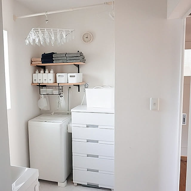 Bathroom,フィッツ,フィッツケース,フィッツプラスプレミアム,収納,無印良品,洗濯機,洗濯機周り,洗濯機上の棚,洗面室,洗面所,シンプルインテリア,北欧インテリア,北欧ナチュラル shuconbu.ieの部屋