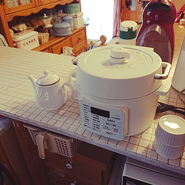 Kitchen,ナチュラル,カントリー好き♥,カフェ風,100均,セリア,キャンドゥ,ダイソー,リノベーション,電気圧力鍋 cottontailの部屋
