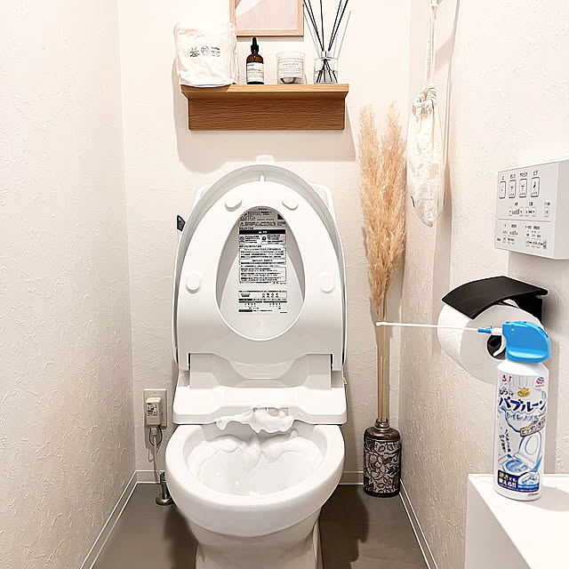 Bathroom,パンパスグラス,PUEBCO,無印良品,トイレのインテリア,ナチュラルインテリア,海外風インテリア,リノベーション,カフェ風インテリア,ミックスインテリア,便利アイテム,モニター投稿,お掃除グッズ,時短掃除,バブルーン,らくハピ,アース製薬モニター投稿 saya.makkyの部屋