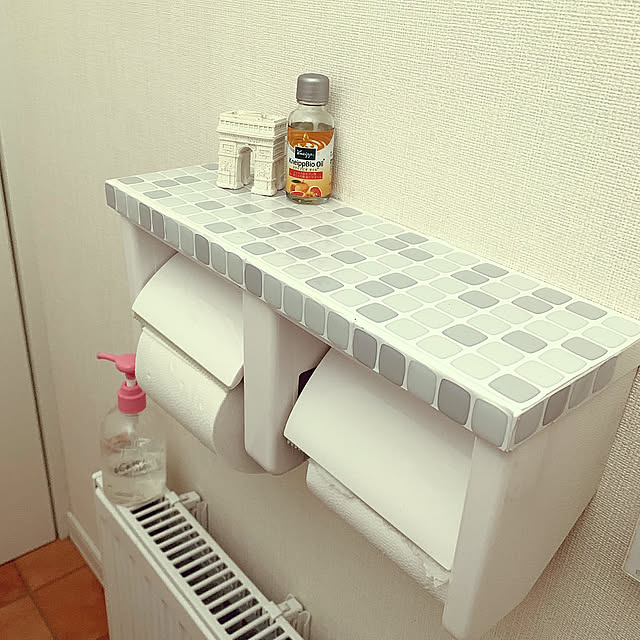 Bathroom,INAX,トイレットペーパーホルダーの棚,トイレットペーパーホルダー,タイルシール,キャンドゥ☆,10分でできる,イベント参加♡,北海道,いいね、フォロー本当に感謝です♡,2019.2.23,400枚目pic♫,キャンドゥタイルシール shimoamの部屋
