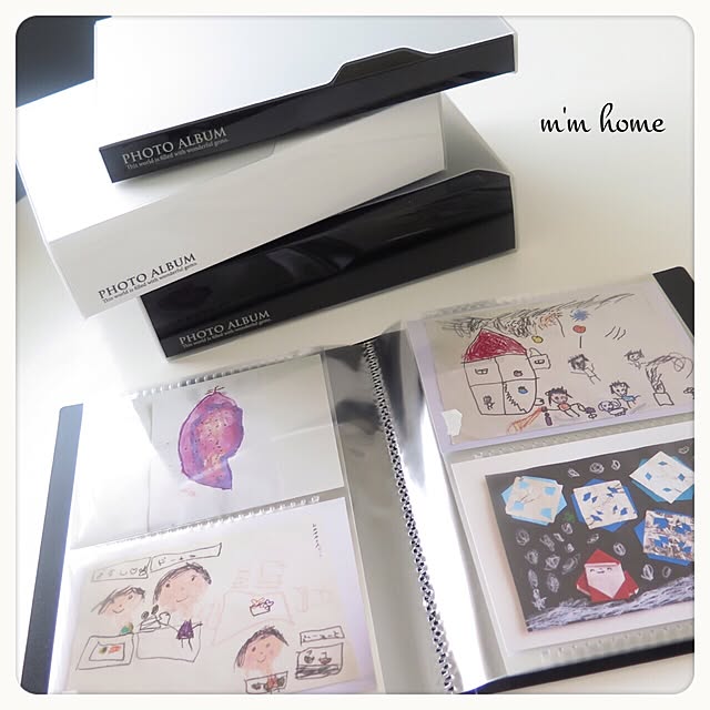 My Desk,アルバム,子供の作品,作品収納,白黒マニア,白黒,Instagram→m_m_home,整理収納部,収納,マイホーム,シンプル m_m_homeの部屋