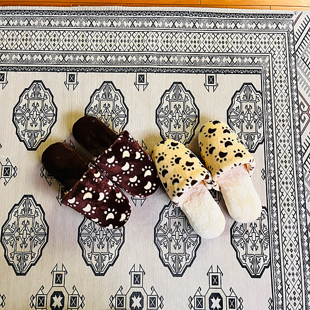 Lounge,秋の気配,秋支度,もふもふスリッパ,DAISOスリッパ,トルクメン風 洗えるラグ jijiの部屋