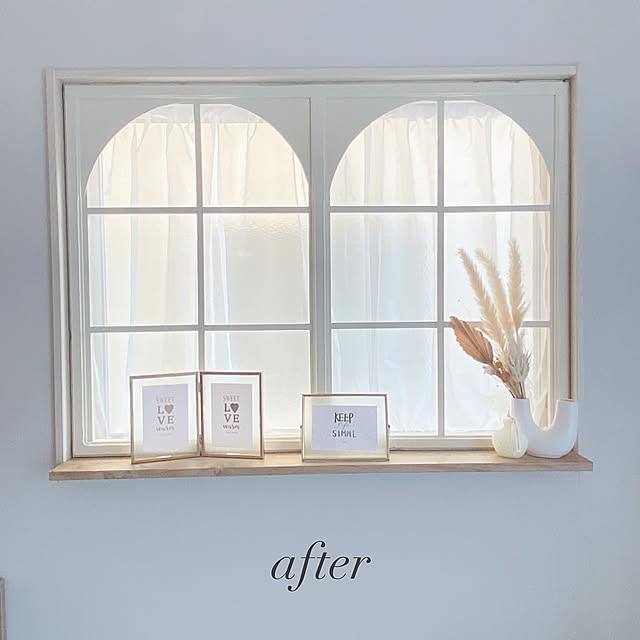 Overview,before→after,アーチDIY,アーチ窓,アーチ窓枠,窓枠作りました,DIY,手作り,窓枠DIY,ズボラ主婦,和室を洋室に,ドライフラワーのある暮らし,はめ込み式窓枠,Instagramやってます Yukoの部屋