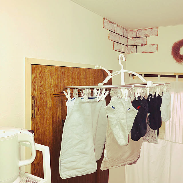 室内干し,室内干しランドリー用品,ホームコーディ,HOME COORDY,一人暮らし,RCの出会いに感謝♡,RCの皆さまに感謝♡,フォロワーの皆様に感謝です♫,いいね！押し逃げすみません(。>д<),ワンルーム,賃貸,Bathroom nya-の部屋