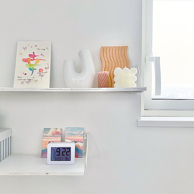 My Shelf,ホワイトインテリア,100均,ダイソー,時計,モノトーン,置き時計 sallyの部屋