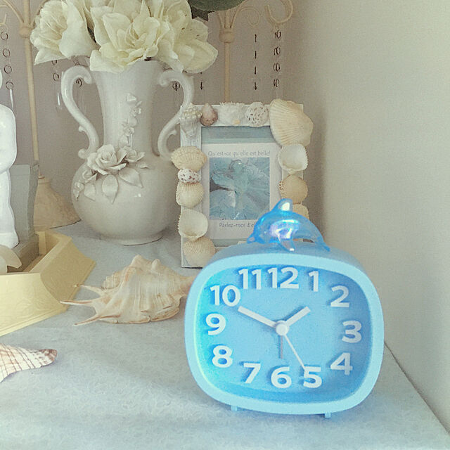 ダイソーの時計,みずいろ,Blue&White,シェル,My Shelf tokimekimarineの部屋