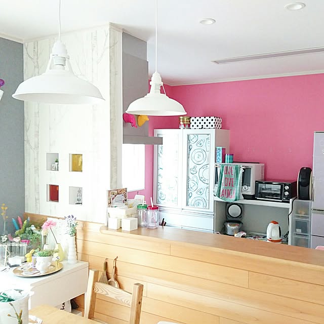 Kitchen,DIY,カラフルな部屋,カラフル,照明,ペンダントライト,IKEA,IKEA部,ホワイト Yukanenkoの部屋