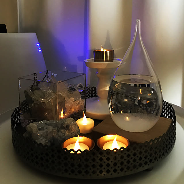 My Desk,LEDキャンドル,癒しの空間,ストームグラス,いいね&コメント&フォロー感謝♡,冬の夜 Shihoの部屋