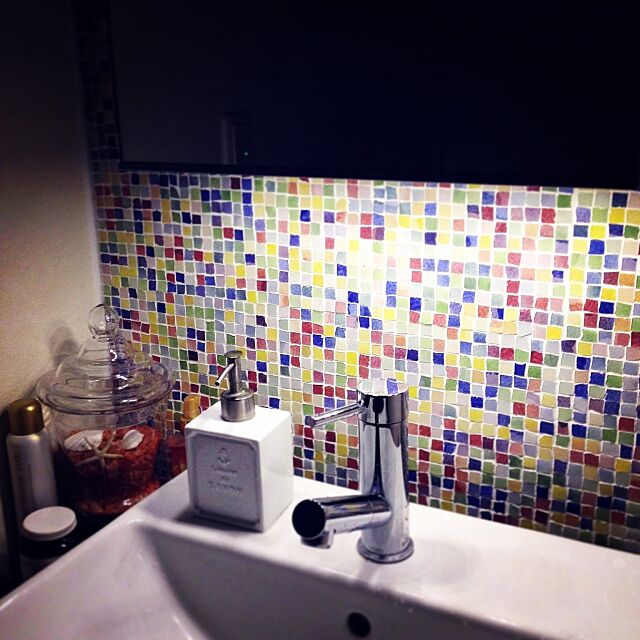 Bathroom,DIY,洗面所,間接照明,モザイクタイル,IKEA,名古屋モザイク Yuuの部屋