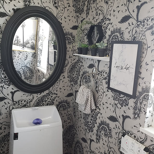 Bathroom,グレーインテリア,造花,ニトリ,１００均,海外インテリア,輸入住宅,プチプラインテリア,アートのある暮らし poporuruの部屋