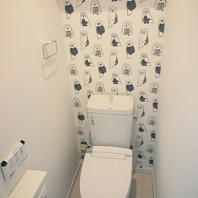 Bathroom,アクセントクロス,北欧,壁紙,新築,ふくろう htmの部屋