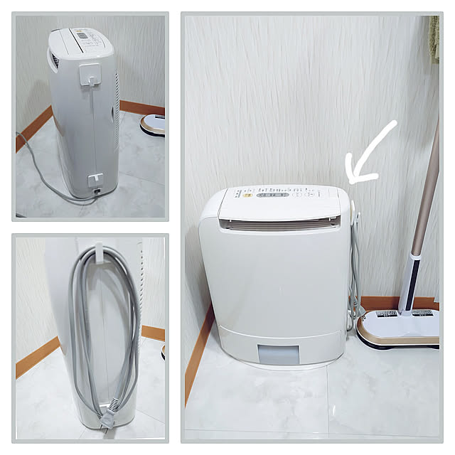 Bathroom,家事時短,粘着式フック,雑貨,セリア,ひとり暮らし,室内干し,除湿乾燥機,コード収納 nachiの部屋