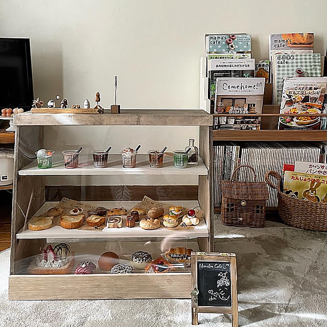 Overview,yukiepanさんの作品,riripan0707さんの作品,komomo.cafeさんの作品,pockyさんの作品,minne,ショーケースDIY,おままごとパン,カフェごっこ部屋計画,カフェごっこ,おままごと,お孫ちゃん部屋 AZUの部屋