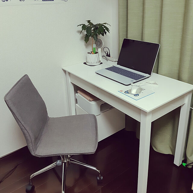 My Desk,一人暮らし,6.5畳,観葉植物,ノートパソコン,プリンター収納,PCデスク Risaの部屋