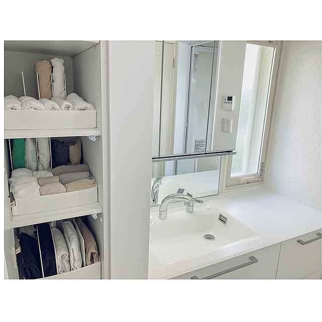 無印良品 仕切りスタンド,無印良品,IKEA,すっきり暮らす,TOTO エスクア,クリスタルカウンター,オプティホワイト,シンプルモダン,リフォーム後,丁寧に暮らす,洗面所リフォームの記録,TOTO 洗面台,Bathroom hiyo.pietの部屋