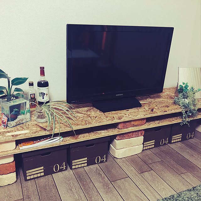 Lounge,テレビ台DIY,テレビボード,DIY,セリア,観葉植物,100均,ナチュラル,フェイクグリーン kdno0018の部屋