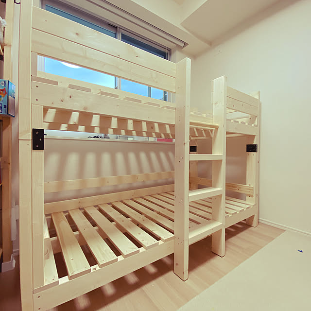 子供部屋,二段ベッドdiy,1×4材,2×4材,DIY,Bedroom chanco_koの部屋