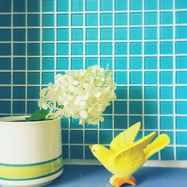 My Shelf,モザイクタイル,DIY,blue,シンプルインテリア,色ぬり,花のある暮らし,北欧,Flowers studio-bloomの部屋