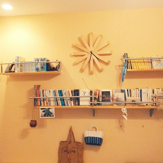 Lounge,ウォールシェルフ,DIY,本棚　,ナチュラル mukuchiの部屋