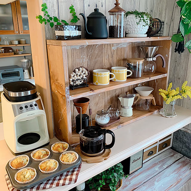 My Shelf,IKEA,3COINS,カフェタイム,おうちカフェ,ミモザ,スンヌンタイ,レコルトコーヒーメーカー,コーヒーのある暮らし,DIY棚,季節を楽しむ暮らし chisaの部屋