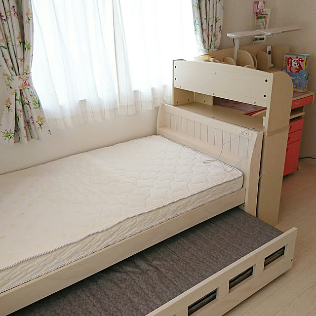 ニトリ,親子ベッド,ベッド,女の子の部屋,収納ベッド,白い部屋,ホワイトナチュラル,Bedroom yumiの部屋