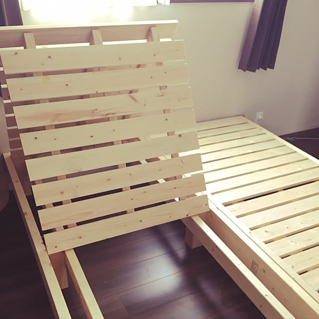 Bedroom,すのこベッド,ベッドDIY,シングル,DIY,2×4,1×4,2×6,ベッド,山新,DIY女子,シングルベッド,寝室,角材 Ka...tsa.の部屋