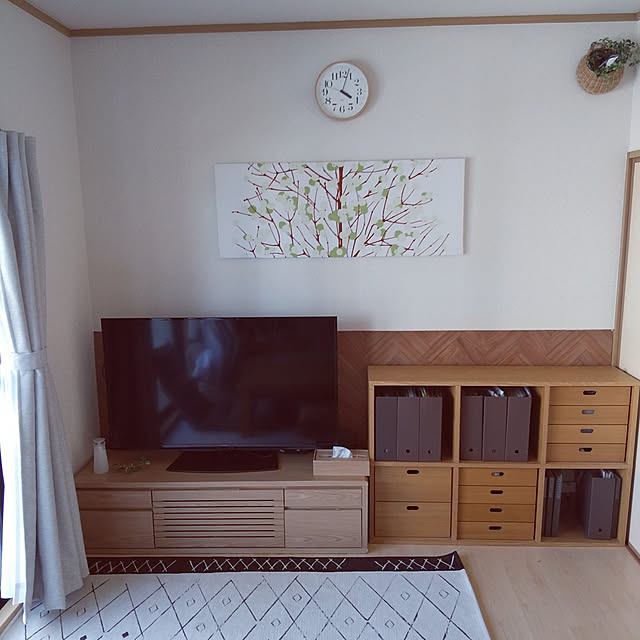 Lounge,コレ、DIYしたよ！,ナチュラル,RC福岡,こどもと暮らす。,cafe風,RCのある暮らし,RC九州支部,賃貸,北欧,なじむ防災,マリメッコ,趣味,無印良品,レムノス,テレビ周り,バルサ材,プラダン,プラスチックダンボール,ルミマルヤ,ファブリックパネル,ハンドメイド,ルミマルヤ ファブリックパネル,ニトリ,ベニワレン風,防災,tokiwaのなじむ防災コラム tokiwaの部屋
