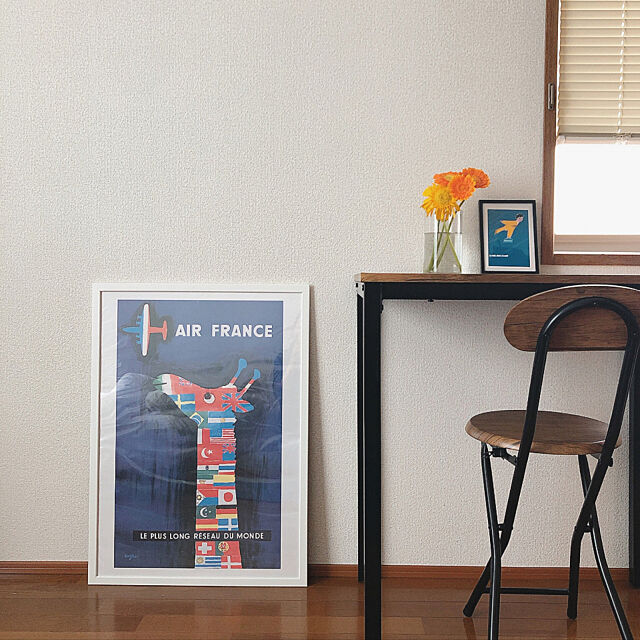 エールフランスのポスター,一人暮らし,エールフランス,花のある暮らし,出窓,サリュ,Lounge,アートポスター _aymの部屋