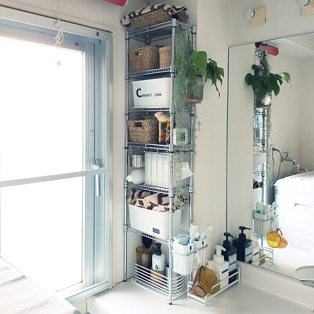 Bathroom,DIY,IKEAの雑貨,ダイソー雑貨,ニトリのフェイクグリーン,姫モンステラ水耕栽培,べっ甲柄グラス,無印良品の詰め替え容器,立方体ティッシュケース,ダイソージョイントラック,ジョイントラック,RoomClip mag掲載ありがとうございます,RC運営チームの皆様に感謝♡,ライターのyuccoMさんに感謝♡,2021/02/14mag jinの部屋