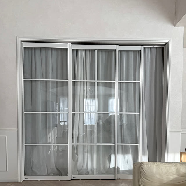 Lounge,クリアガラスの引き戸,可動間仕切り片引き戸 3枚建,可動間仕切り,LIXIL建具,ラシッサS,LIXIL,ホワイトインテリア,海外インテリア好き m623の部屋