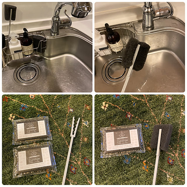 自作です( ´ω` ;),水筒洗いスポンジ,愛用品♡,キッチンツール,コラボの自作,コップ洗いスポンジ,seria,さんさんスポンジ,こどもと暮らす。,マンション暮らし,かめらまーく消し,Kitchen ringonomiの部屋