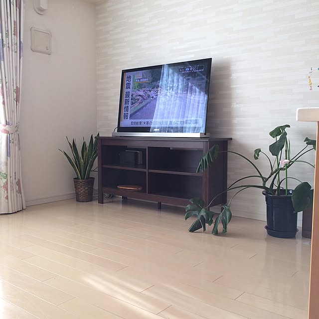 Lounge,テレビ台,IKEA,7,999円,安い,IKEAのテレビ台,組み立て家具,モンステラ,白い床,テレビ周りは何故かどシンプル(･･;),観葉植物,白い部屋,掃除しやすい,シンプル kanoの部屋