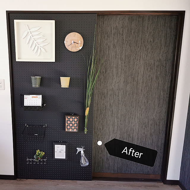 Kitchen,古民家,引き戸リメイク,有孔ボード,DIY,セルフリノベーション,黒系インテリア,セリア,Can☆Do Black_Monkeyの部屋