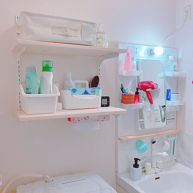 Bathroom,3COINS,ニトリ,洗面所 収納,ピラシェル棚柱,ドライヤーホルダー,山崎実業 tower,DIY,賃貸でも楽しく♪,いつも見てくださって、感謝です♡,イベント参加なのでコメントお気遣いなく♡ yuyuの部屋