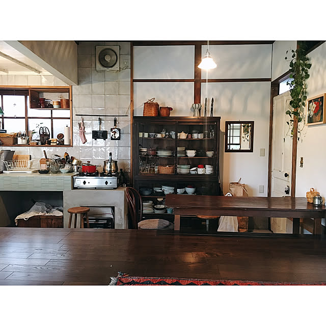 Kitchen,生活感たっぷり,土間キッチン,古民家,リノベーション,古家具,古道具,DIY,日本家屋,レトロ,タイル貼り,造作キッチン,民藝 ooriの部屋