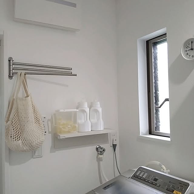 Bathroom,建売住宅,すっきり暮らす,整理収納アドバイザー,住宅収納スペシャリスト,洗濯機周り,洗剤置き場,タオルハンガー,無印良品,壁に付けられる家具,IKEA rumi_home169の部屋