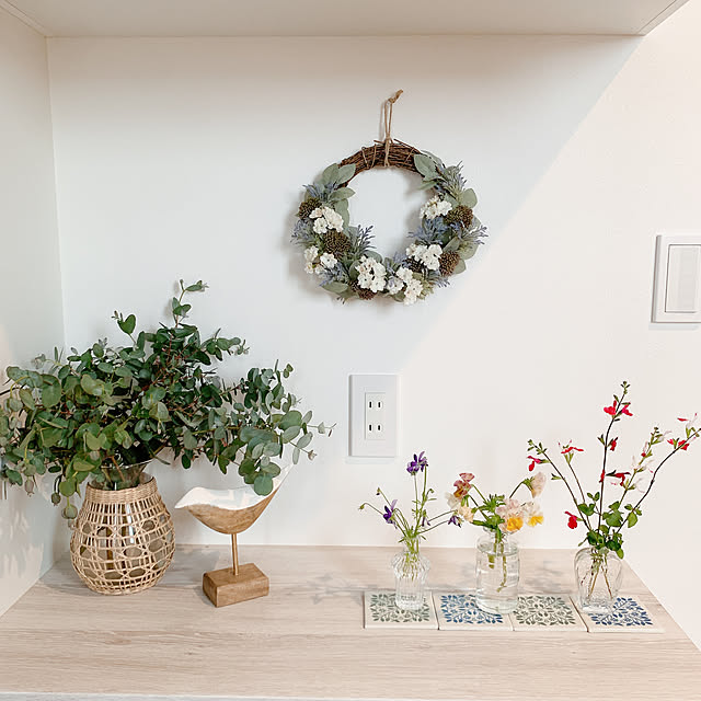 セリアのフェイクフラワー,玄関ディスプレイ,庭の花を飾る,花のある暮らし,Entrance suzumaruの部屋